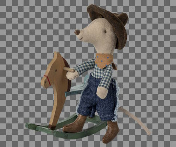 Cowboy Maus auf Schaukelpferd